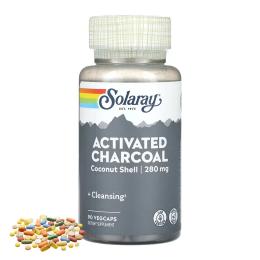 Натуральна добавка і екстракт Solaray Activated Charcoal, Coconut 280mg - 90 vcaps (2023-10-6959)