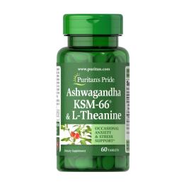 Натуральна добавка і екстракт Puritans Pride Ashwagandha KSM-66 &amp; L-Theanine - 60 tabs (2023-10-4585)