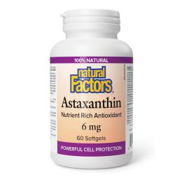 Натуральна добавка і екстракт Natural Factors Astaxanthin 6 mg - 60 softgels (2023-10-6547)
