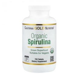 Натуральна добавка і екстракт California Gold Nutrition Organic Spirulina (720 tab) (24633-01)