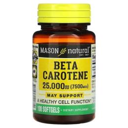 Вітамін Mason Natural Бета-каротин 25000МЕ, Beta Carotene, 100 гелевих капсул (MAV12281)