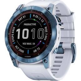 Смарт-годинник Garmin Fenix 7X Sapphire Solar Mineral Blue DLC Titanium w. Whitestone Band