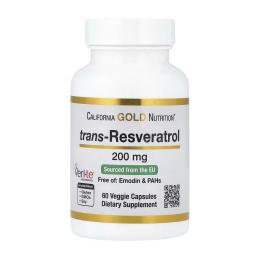 Натуральна добавка і екстракт California Gold Nutrition Trans-Resveratrol 200 mg (60 veg caps) (24634-01)