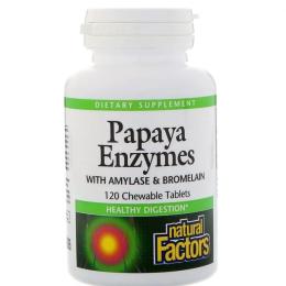 Вітамін Natural Factors Ензими Папайї, Papaya Enzymes, 120 Таблеток (NFS01749)