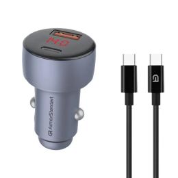 Автомобільний зарядний пристрій для телефона ArmorStandart (ARM82463) AR-C43 Type-C PD30W + USB QC 3.0 Gray + кабель USB-C