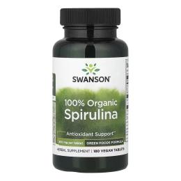 Натуральна добавка і екстракт Swanson Certified Organic Spirulina 500mg - 180 tabs (100-65-3295022-20)
