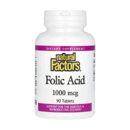 Натуральна добавка і екстракт Natural Factors Folic Acid 1mg - 90 tabs (2023-10-5741)