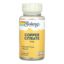 Натуральна добавка і екстракт Solaray Copper Citrate 2mg - 60 vcaps (2023-10-3013)