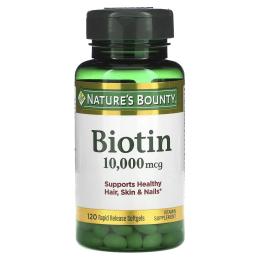 Вітамін Natures Bounty Біотин швидкого вивільнення, 10000 мкг, Biotin, 120 гелевих (NRT-51697)