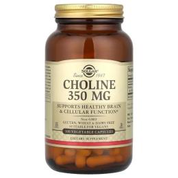 Вітамін Solgar Холін 350 мг, Choline 350 mg, 100 рослинних капсул (SOL-00830)