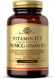 Вітамін Solgar Вітамін D3, Vitamin D3 (Cholecalciferol), 250 мкг, 10,000 МE (SOL-35872)