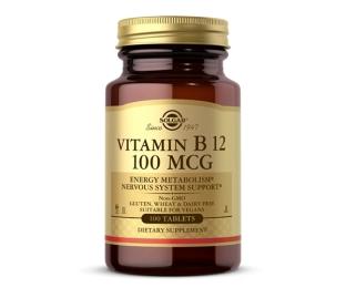 Вітамін Solgar Вітамін В12 (Ціанокобаламін), Vitamin B12, 100 мкг, 100 табл (SOL-03180)