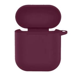 Чохол для навушників EpiK Apple Airpods 1/2 Silicone Case New with carabine Bordo