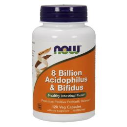 Натуральна добавка і екстракт Now 8 Billion Acidophilus &amp; Bifidus (120 veg caps) (08684-01)