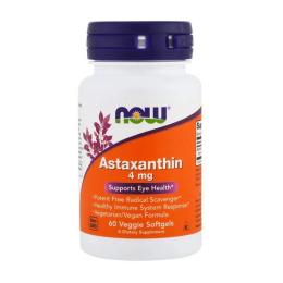 Натуральна добавка і екстракт Now Astaxanthin 4 mg (60 veg softgels) (11727-01)