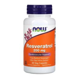 Натуральна добавка і екстракт Now Resveratrol 200 mg (60 veg caps) (11244-01)