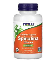 Натуральна добавка і екстракт Now Spirulina 1000 mg certified organic (120 tabs) (08152-01)