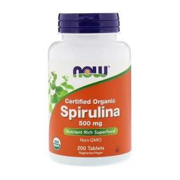 Натуральна добавка і екстракт Now Spirulina 500 mg certified organic (200 tabs) (11473-01)