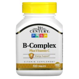 Вітамінно-мінеральний комплекс 21st Century B-Комплекс та Вітамін С, B-Complex Plus Vitamin C, 100 таблеток (CEN-22668)