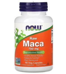 Натуральна добавка і екстракт Now Maca 750 mg raw (90 veg caps) (07805-01)