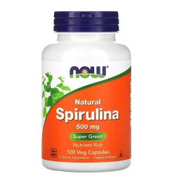 Натуральна добавка і екстракт Now Natural Spirulina 500 mg (120 veg caps) (07719-01)