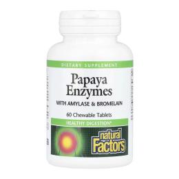 Натуральна добавка і екстракт Natural Factors Papaya Enzymes - 60 tabs (2023-10-4701)