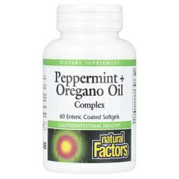 Натуральна добавка і екстракт Natural Factors Peppermint+Oregano Oil Complex - 60 softgels (2023-10-5751)