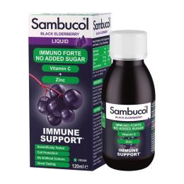 Натуральна добавка і екстракт Sambucol Immuno Forte No Added Sugar + Vitamin C + Zinc Liquid (120 ml) (21205-01)