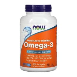 Рибячий жир та омега NOW Omega-3 (200 softgels) (04559-01)