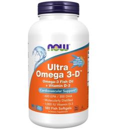 Рибячий жир та омега NOW Ultra Omega 3-D (180 fish softgels) (10754-01)