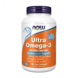 Рибячий жир та омега NOW Ultra Omega-3 (180 fish softgels) (18161-01)