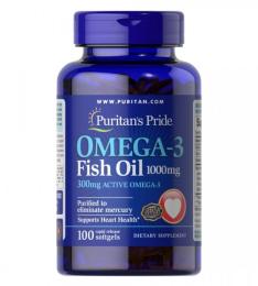 Рибячий жир та омега Puritans Pride Omega-3 Fish Oil 1000 mg (100 softgels) (07204-01)