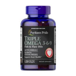 Рибячий жир та омега Puritans Pride Triple Omega 3-6-9 Fish, Flax &amp; Flax Oils (120 softgels) (21891-01)
