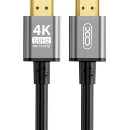 Відео-кабель XO GB017B HDMI (тато)  -  HDMI (тато) v2.0 5м Gray (GB017B-HDMI.TRANISH)