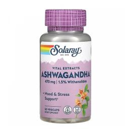 Трави Solaray Ашваганда, 470 мг, Ashwagandha, 60 вегетаріанських капсул (SOR39902)