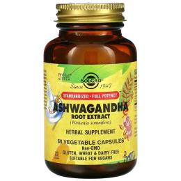 Трави Solgar Ашваганда (Екстракт Кореня), Ashwagandha Root Extract, 60 капсул (SOL-04104)