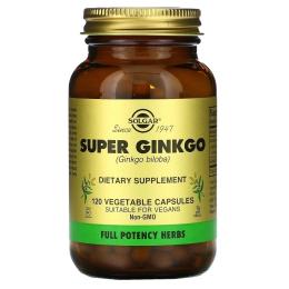 Трави Solgar Гінкго білоба Супер, Super Ginkgo Biloba, 120 желатинових капсул (SOL-03915)