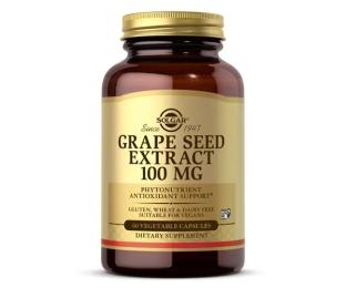 Натуральна добавка і екстракт Solgar виноградних кісточок, Grape Seed Extract, 100 мг, 60 капсул (SOL-01356)