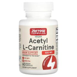 Вітамінно-мінеральний комплекс Jarrow Formulas Ацетил L-карнітин, 500 мг, Acetyl L-Carnitine, 60 вегетаріанських кан. (JRW15037)