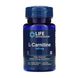 Вітамінно-мінеральний комплекс Life Extension L-Карнітин, 500 мг, L-Carnitine, 30 вегетаріанських капсул (LEX-15323)