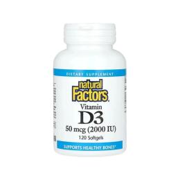 Вітамінно-мінеральний комплекс Natural Factors Вітамін D3, 50 мкг 2000 МО, Vitamin D3, 120 гелевих капсул (NFS-01053)