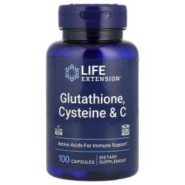 Вітамінно-мінеральний комплекс Life Extension Глутатіон, цистеїн та вітамін C, Glutathione, Cysteine &amp; C, 100 капсул (LEX-15411)