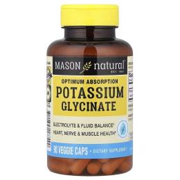Вітамінно-мінеральний комплекс Mason Natural Калій гліцинат, Optimum Absorption Potassium Glycinate, 90 вегетаріанські (MAV18749)