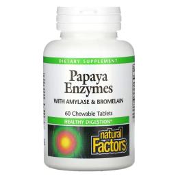 Вітамінно-мінеральний комплекс Natural Factors Ензими Папайї, Papaya Enzymes, 60 Таблеток (NFS01748)