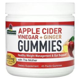 Вітамінно-мінеральний комплекс Natures Answer Яблучний оцет з імбиром, 500 мг, Apple Cider Vinegar+Ginger Gummies with The (NTA-26288)