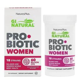 Вітамінно-мінеральний комплекс Natures Plus Пробіотик для жінок, 60 млрд ДЕЯ, GI Natural, Probiotic Women, 30 кап (NTP43906)