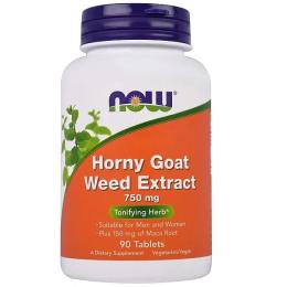 Вітамінно-мінеральний комплекс Now Foods Горянка (епімедіум), 750 мг, Horny Goat Weed Extract, 90 таблеток (NOW-04758)