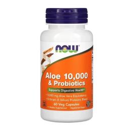 Пробіотик Now Aloe 10000 &amp; Probiotics (60 veg caps) (09441-01)