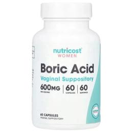 Вітамінно-мінеральний комплекс Nutricost Борна кислота для жінок  600 мг  Women  Boric Acid  Vaginal Suppository (NCS67885)