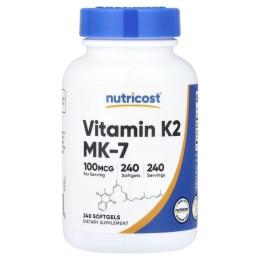 Вітамінно-мінеральний комплекс Nutricost Вітамін К2 у формі МК 7  100 мкг  Vitamin K2 MK 7  240 гелевих капсу (NCS67264)